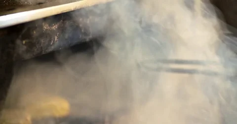 Grilling meat steak beef patty burger 4k video. Hamburger BBQ restaurant kitchen Stock Footage 70007294