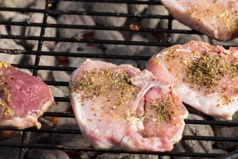Grilling meats Stock Photos