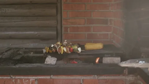 Grilling outside with flares Stock Footage 233981262