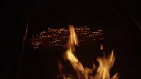 Grilling Over Campfire Foil Wrap Stock Footage 79008623