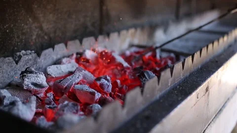 Grilling over a fire Stock Footage 74278088