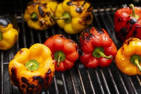 Grilling Peppers Foto stock