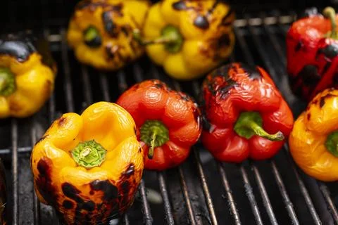 Grilling Peppers Stock Photos