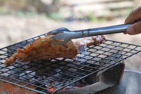 Grilling pork Foto stock