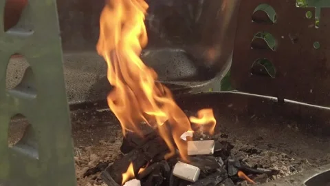 Grilling preparation for barbeque 3 Stock Footage 202324506