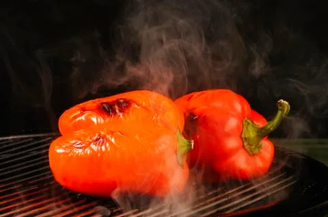 Grilling red pepper Stock Photos