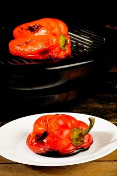 Grilling red pepper Stock Photos