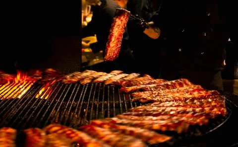 Grilling ribs Stock Photos