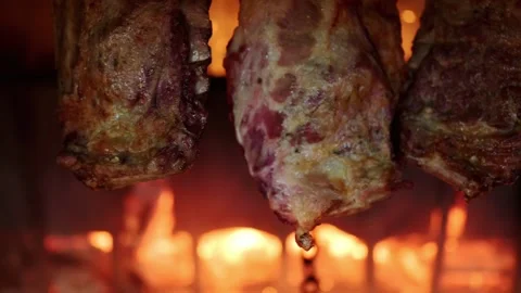 Grilling ribs at a restaurant Stock Footage 296332501