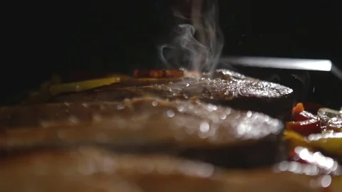 Grilling salmon trout red fish steaks Stock Footage 72706466