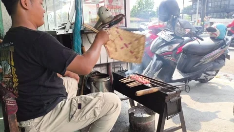 Grilling Satay Stock Footage 276224613