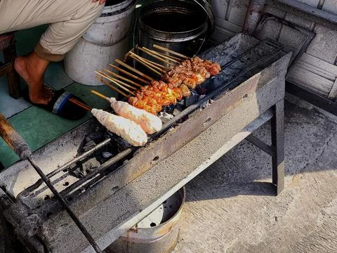 Grilling Satay Stock Photos