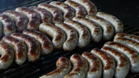 Grilling sausage Stock Footage 65802163