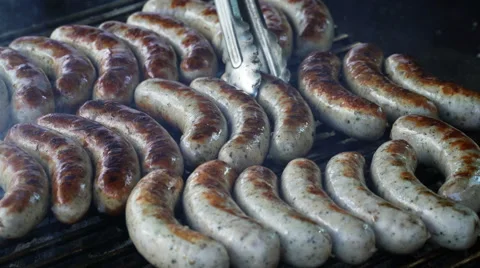 Grilling sausage Stock Footage 67967047