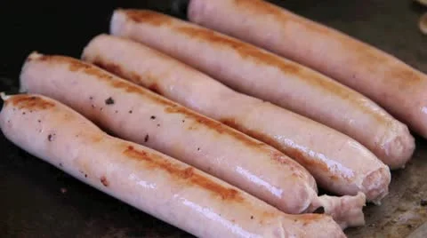 Grilling Sausages On BBQ Stock Footage 10767565