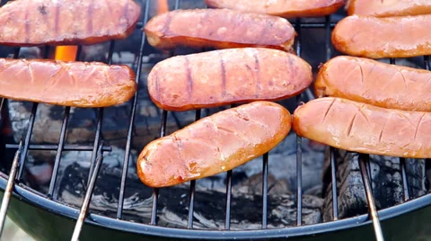 Grilling sausages Stock Footage 39950520