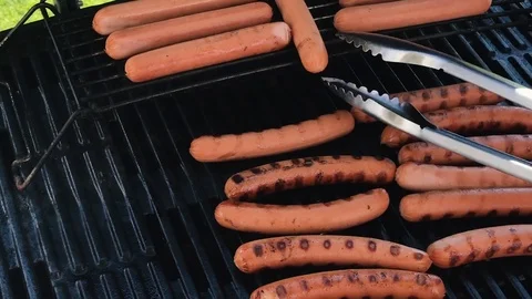Grilling sausages Stock Footage 127415052