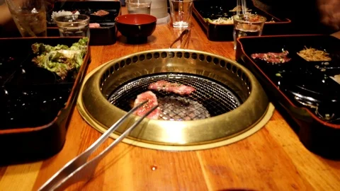 Grilling slices of wagyu beef time lapse. Stock Footage 111929657