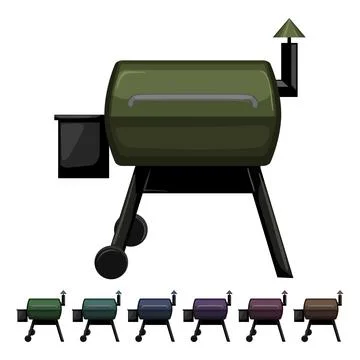Grilling smoker bbq cartoon vector graphic Stock Illustration