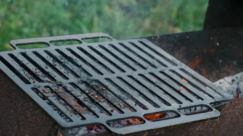 Grilling a steak with fire Stock Footage 286358428