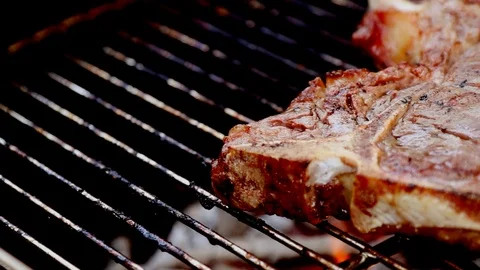 Grilling steak Stock Footage 88060435
