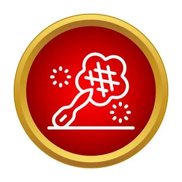Grilling steak with fork on barbecue icon イラスト素材