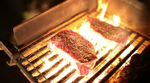 Grilling Steak Over a Campfire Ring: Rustic Perfection Stock Footage 36172029