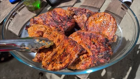 Grilling Steaks On The Grill Video stock 157821413