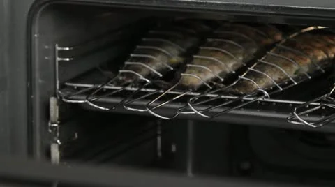 Grilling trout in the oven Stock Footage 24665524