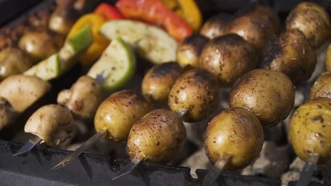 Grilling vegetables on the grill Stock Footage 95766211
