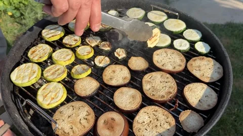 Grilling Vegetables Outdoors Stock Footage 313866665