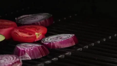 Grilling vegetables in slow motion Stock Footage 248301201
