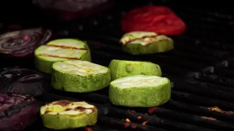 Grilling vegetables in slow motion Stock Footage 248301202