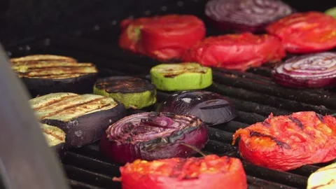 Grilling vegetables in slow motion Stock Footage 248301216