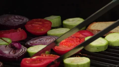 Grilling vegetables in slow motion Stock Footage 248301255