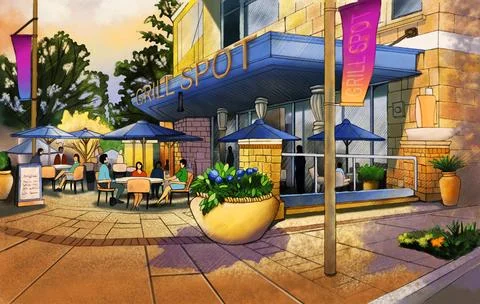 Grillspot restaurant Stock Illustration