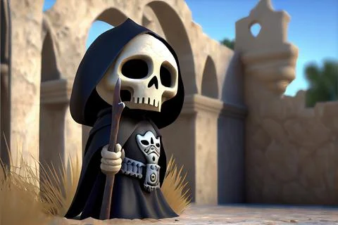 Grim Reaper Alamo Stock Illustration