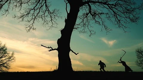 A grim Reaper attacks a man. Stock Footage 88443458