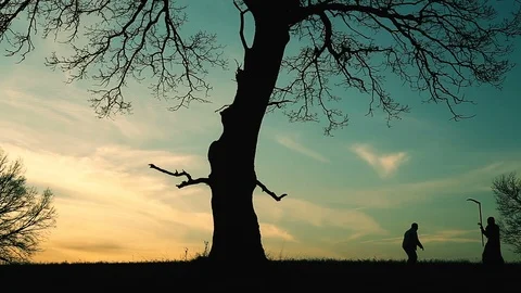 A grim Reaper attacks a man. Stock Footage 94434068