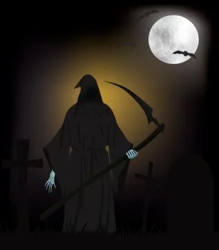 Grim reaper on cemetary Stock Illustration