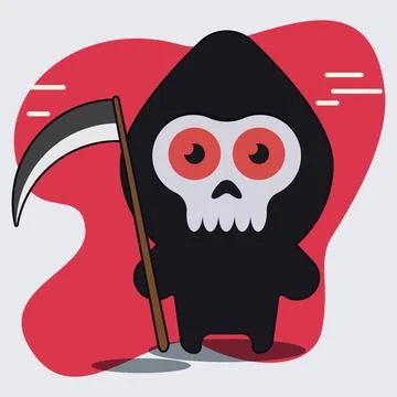 Grim reaper cute cartoon vector illustration Stock Illustration