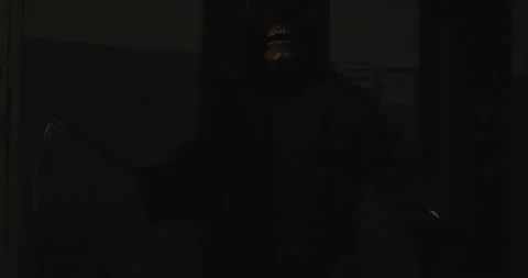 Grim Reaper Dancing in Darkness at Halloween Party Stock Footage 289282538