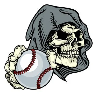 Grim Reaper Death Skeleton Baseball Team Mascot Stock Illustration