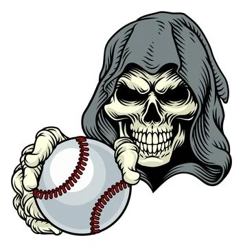 Grim Reaper Death Skeleton Baseball Team Mascot Stock Illustration