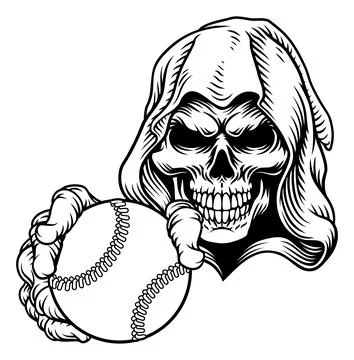 Grim Reaper Death Skeleton Baseball Team Mascot Stock Illustration
