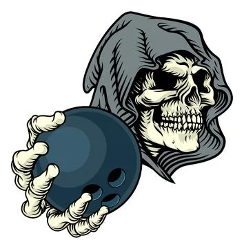 Grim Reaper Death Skeleton Bowling Team Mascot Stock Illustration