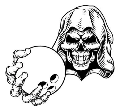 Grim Reaper Death Skeleton Bowling Team Mascot イラスト素材