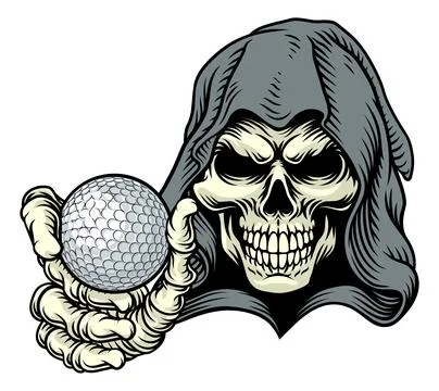 Grim Reaper Death Skeleton Golf Sports Team Mascot Stock Illustration
