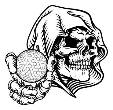 Grim Reaper Death Skeleton Golf Sports Team Mascot イラスト素材