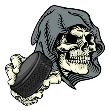 Grim Reaper Death Skeleton Ice Hockey Team Mascot Stock Illustration